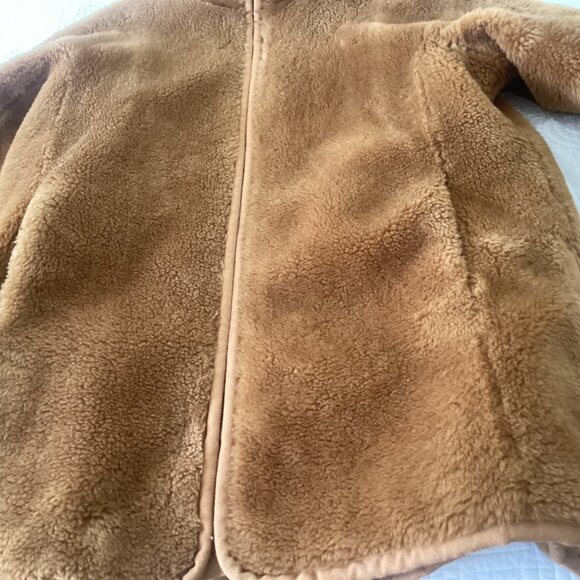 J. Crew Plush Teddy Bear Coat J9064 Camel Brown size Medium Soft Plush Faux Fur - Picture 9 of 12